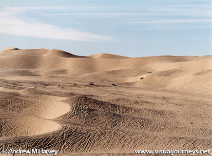 The Wheels of Man:  Some weekends attract almost 200,000 ORV enthusiasts.  In this photo no sand is left un-touched by tires.